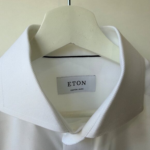 Eton Custom Made White Textured Twill Dress Shirt – Size 42 / 16–16.5 (Estimated - Picture 3 of 10